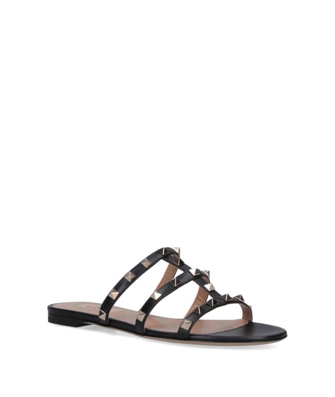 VALENTINO Черные кожаные шлепанцы, фото 4