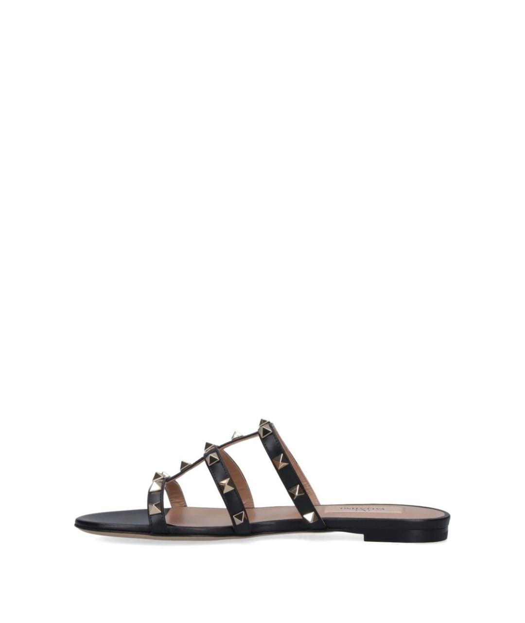 VALENTINO Черные кожаные шлепанцы, фото 3