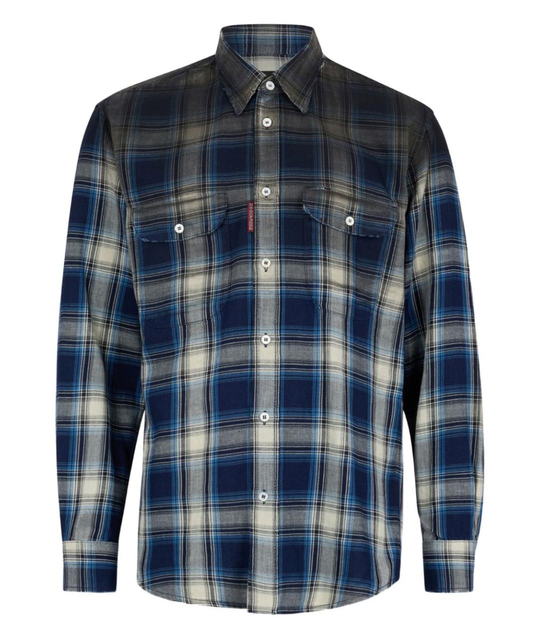 DSQUARED2 Синяя хлопковая кэжуал рубашка, фото 1