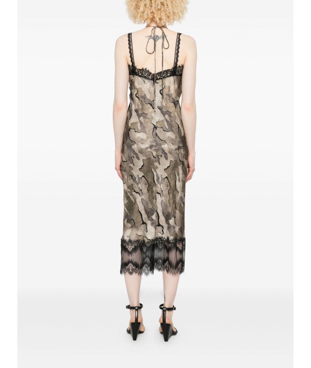 PINKO Бежевое вискозное коктейльное платье, фото 5