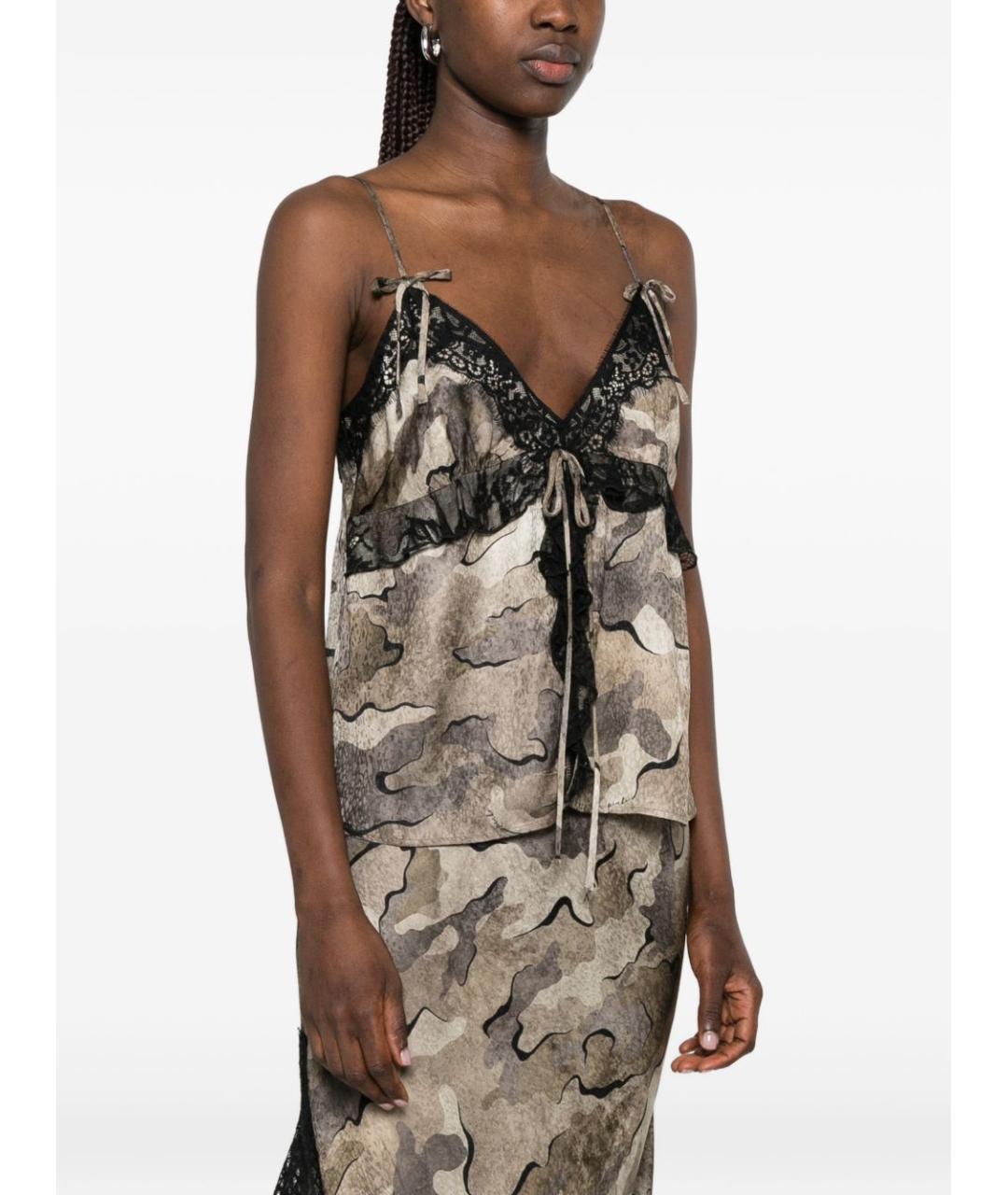 PINKO Бежевая вискозная майка, фото 5