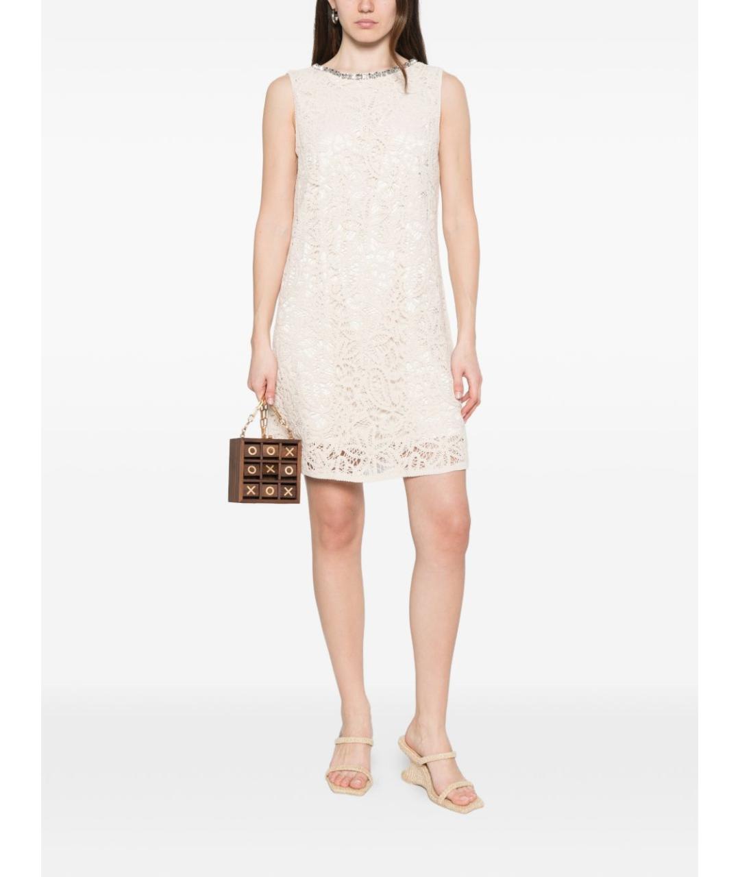 LIU JO Бежевое хлопковое платье, фото 3
