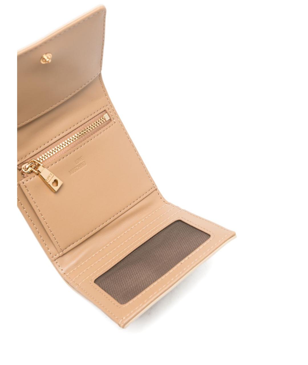 LOVE MOSCHINO Бежевый кожаный кошелек, фото 2