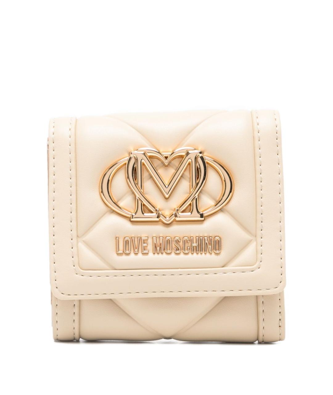 LOVE MOSCHINO Бежевый кожаный кошелек, фото 1