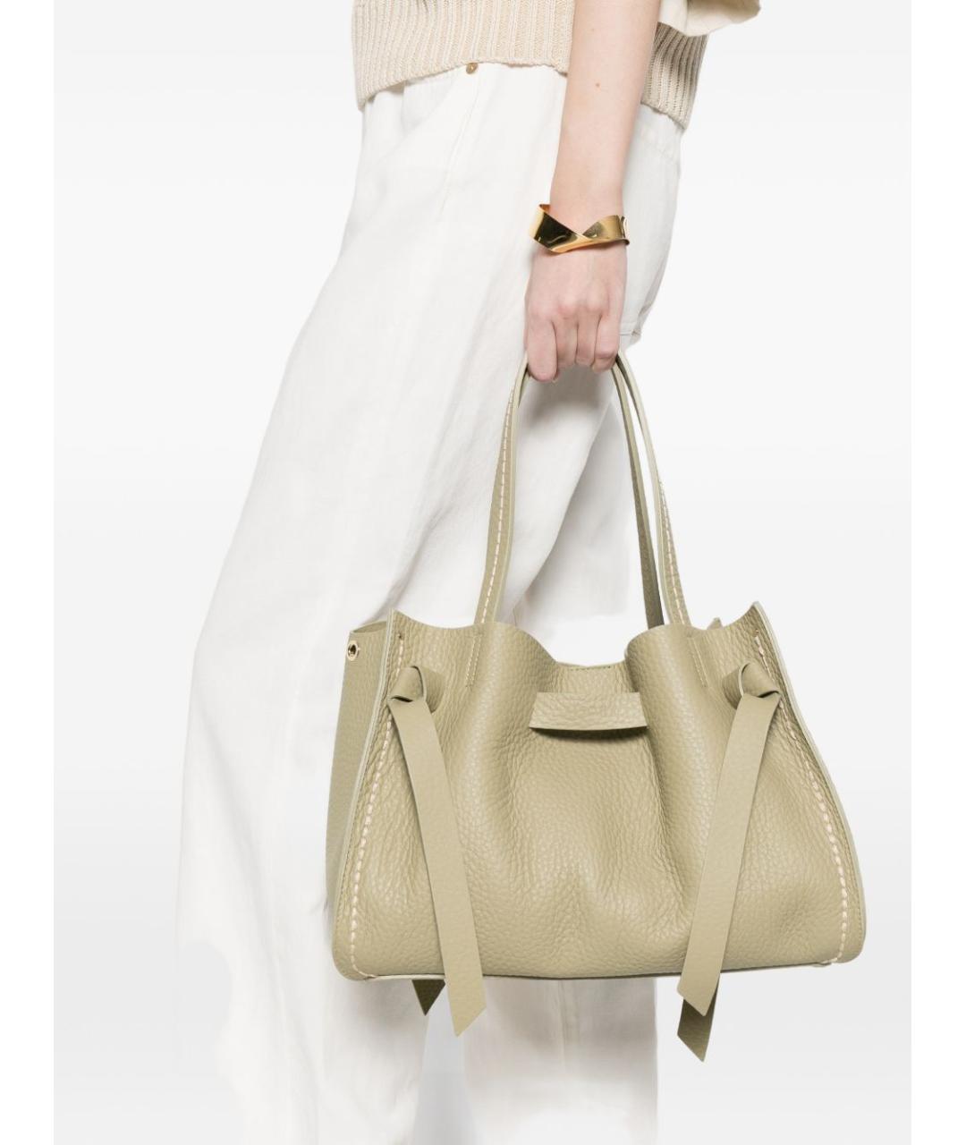 VISONA Зеленая кожаная сумка тоут, фото 4