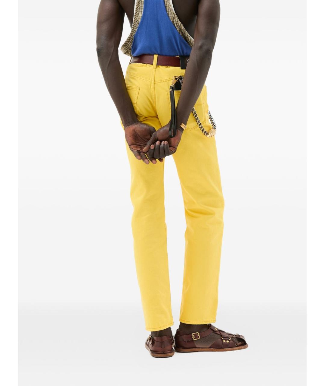 VERSACE Желтые хлопковые прямые джинсы, фото 3