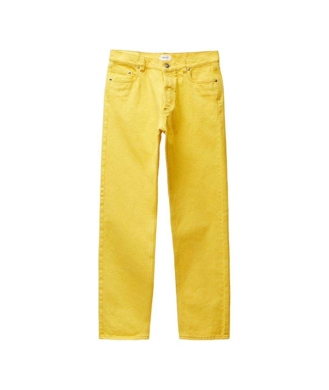 VERSACE Желтые хлопковые прямые джинсы, фото 1
