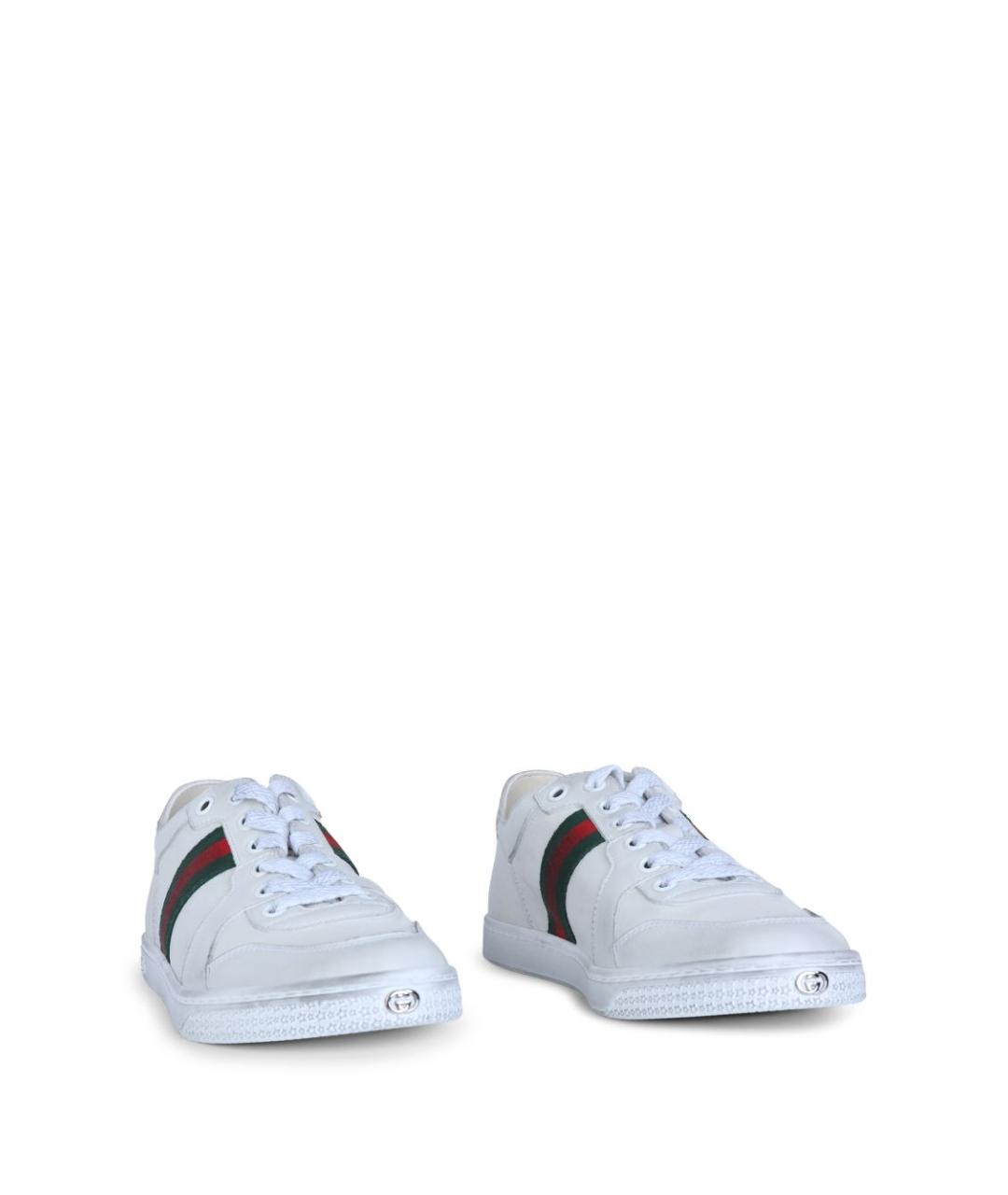 GUCCI Белые кожаные кеды, фото 4