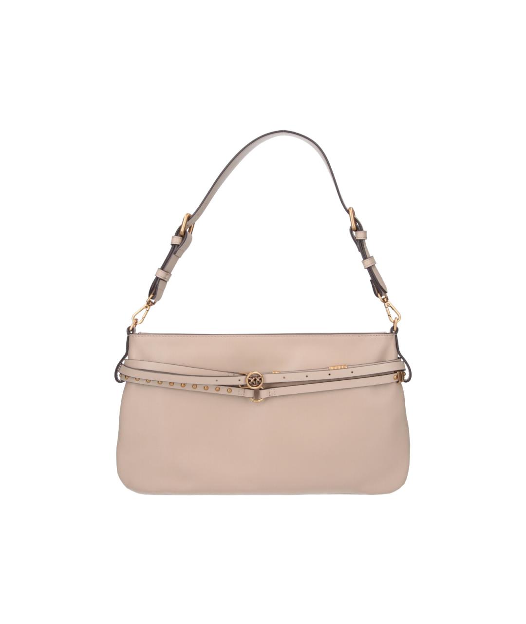 PINKO Бежевая кожаная сумка через плечо, фото 1
