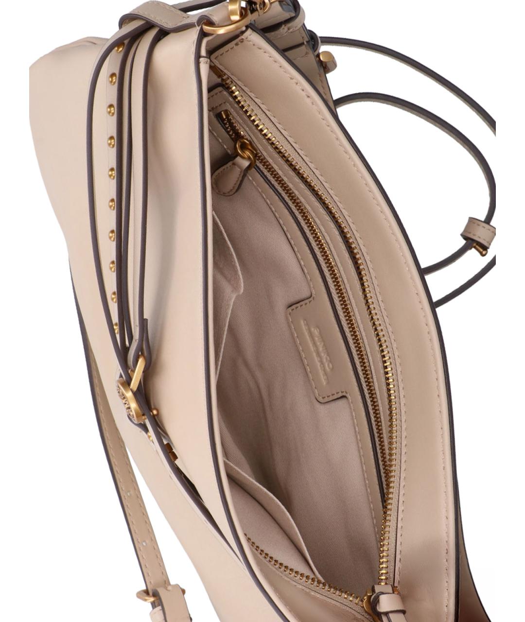 PINKO Бежевая кожаная сумка через плечо, фото 4