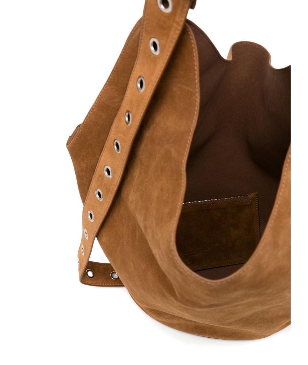 DONDUP Коричневая замшевая сумка тоут, фото 4