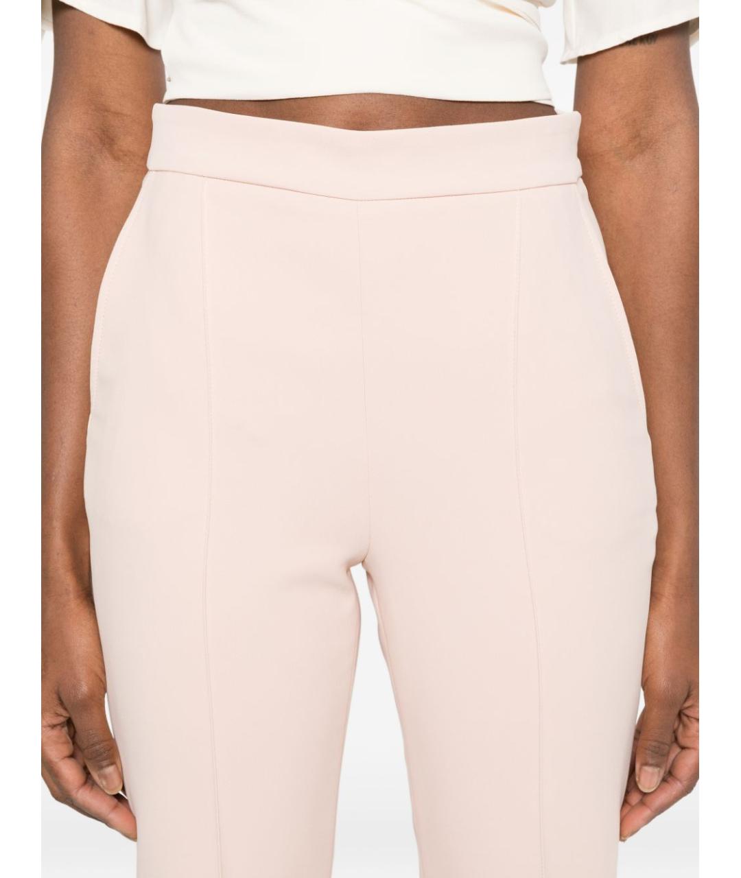 ELISABETTA FRANCHI Бежевые полиэстеровые прямые брюки, фото 2
