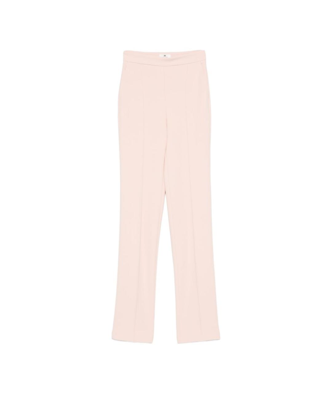 ELISABETTA FRANCHI Бежевые полиэстеровые прямые брюки, фото 1