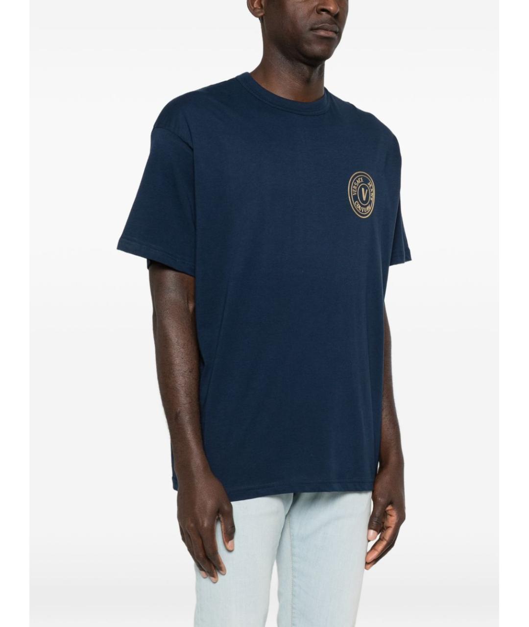 VERSACE JEANS COUTURE Синяя хлопковая футболка, фото 3