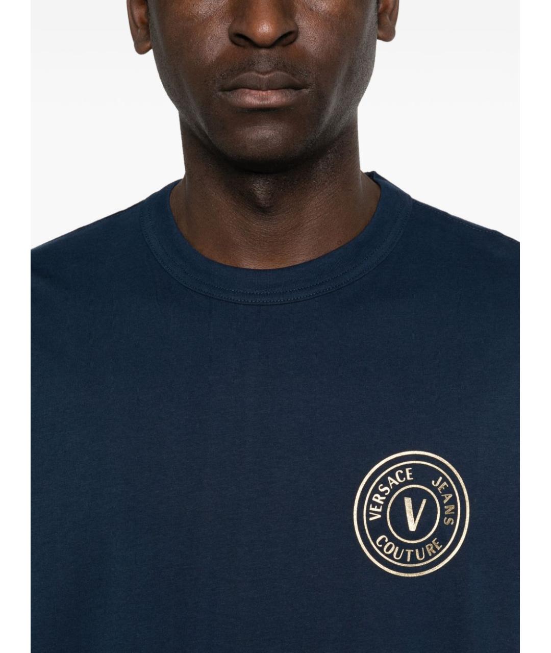 VERSACE JEANS COUTURE Синяя хлопковая футболка, фото 2