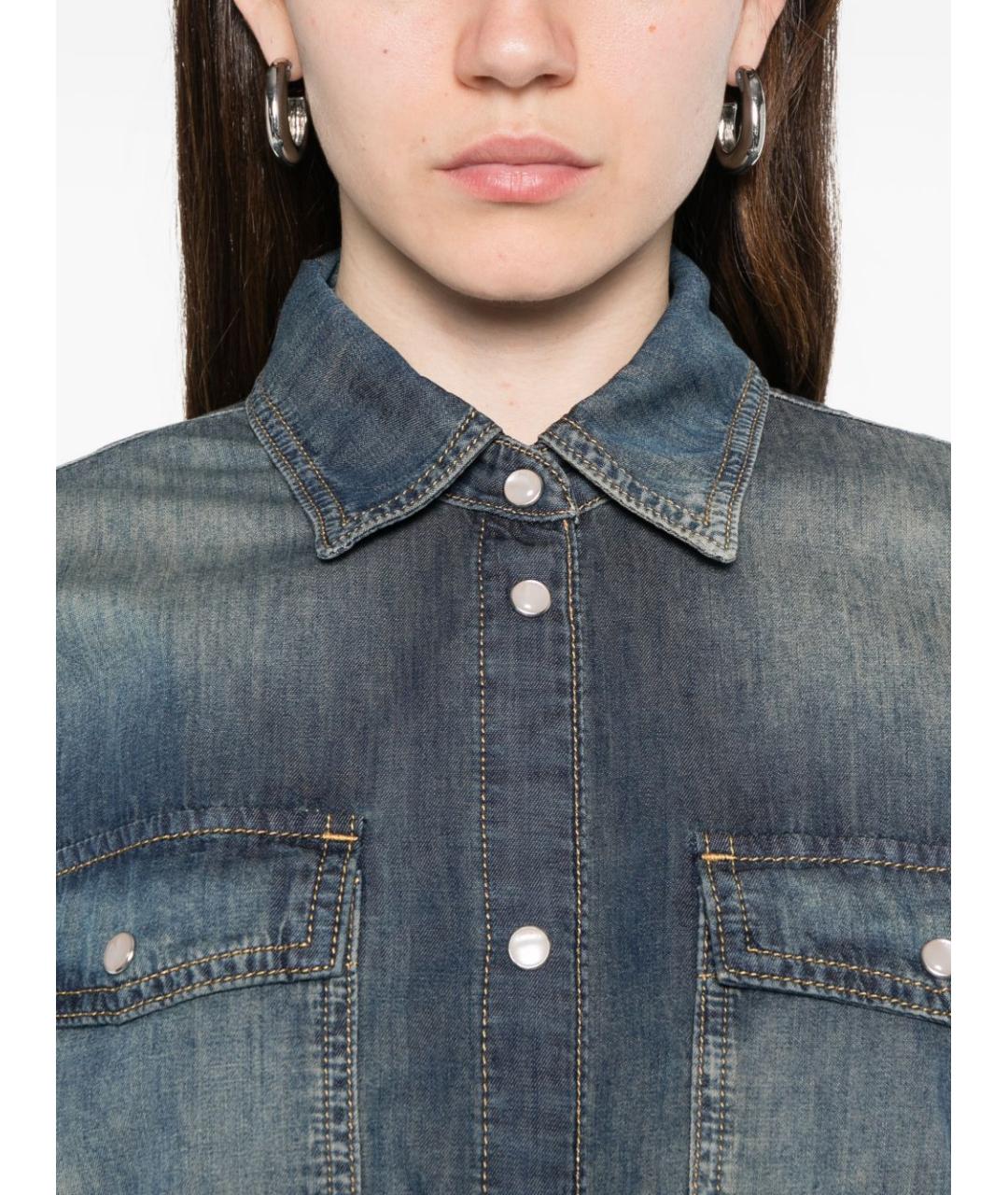 PINKO Синяя хлопковая рубашка, фото 5