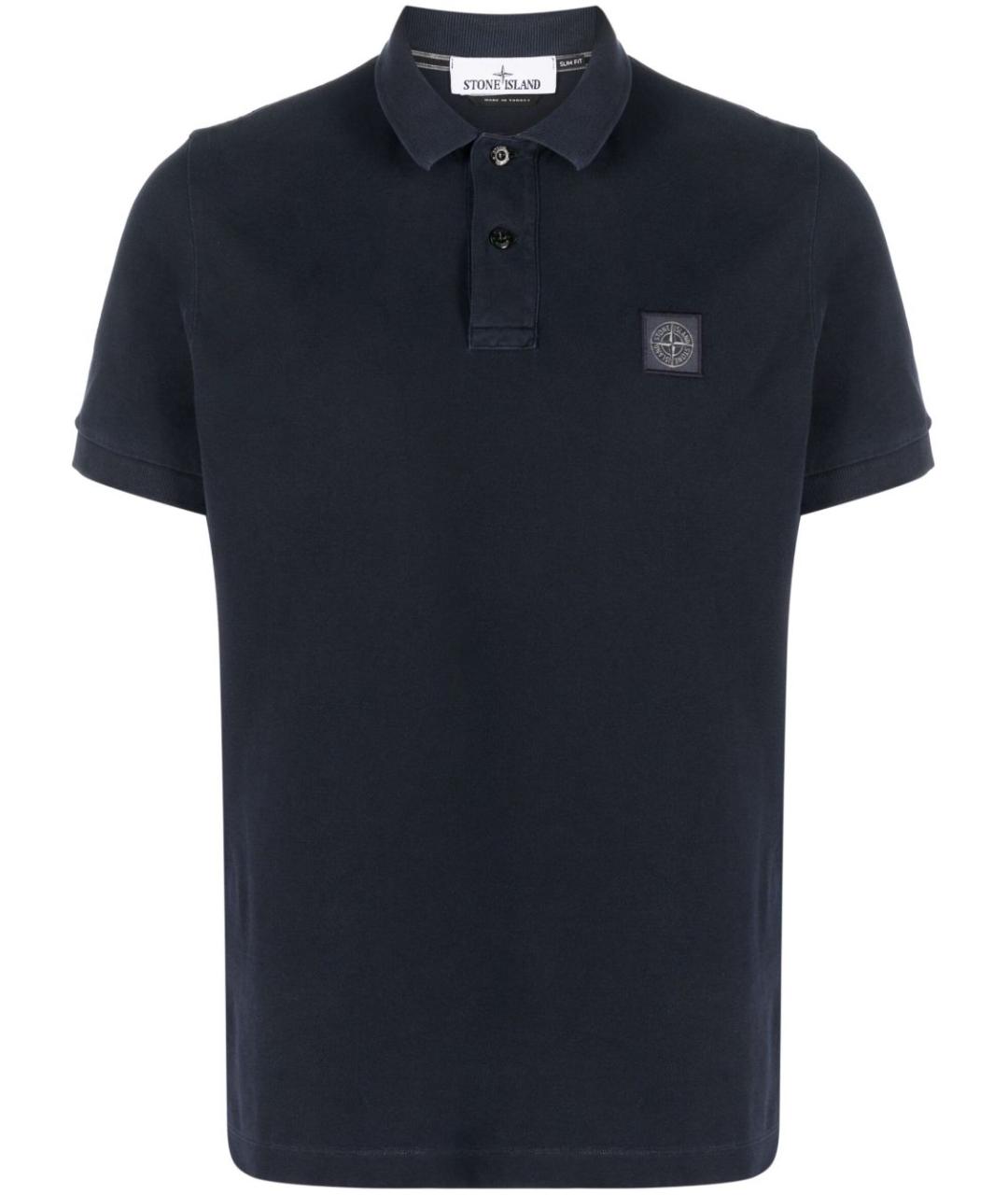 STONE ISLAND Синее хлопковое поло с коротким рукавом, фото 1