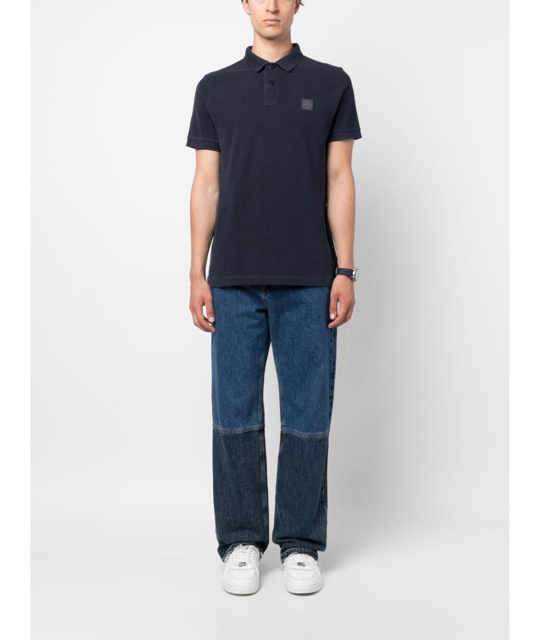 STONE ISLAND Синее хлопковое поло с коротким рукавом, фото 5
