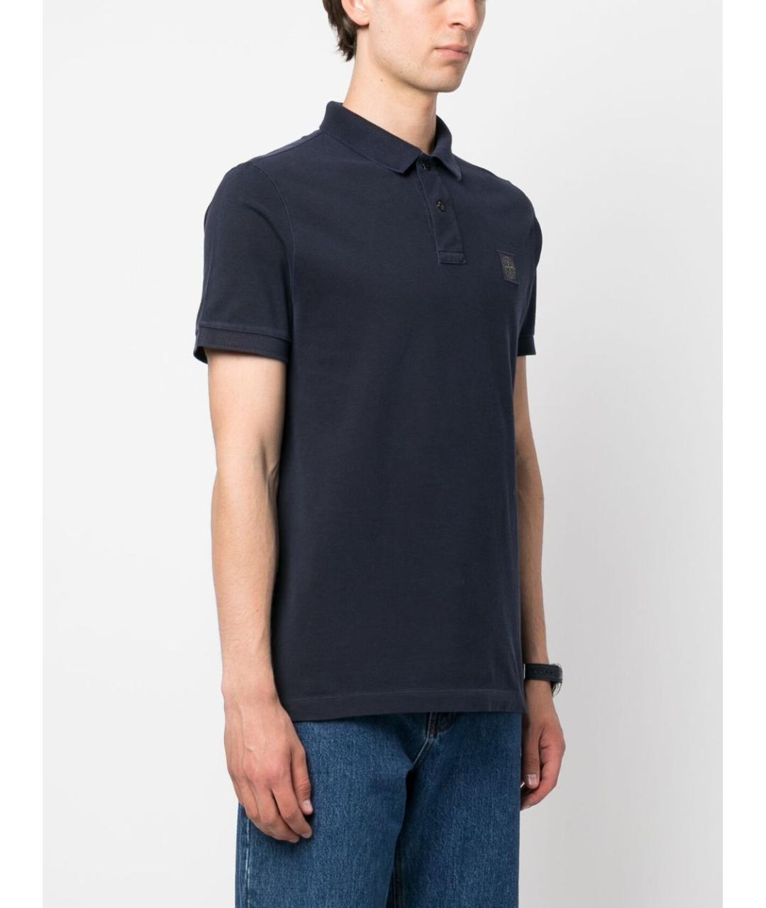 STONE ISLAND Синее хлопковое поло с коротким рукавом, фото 3
