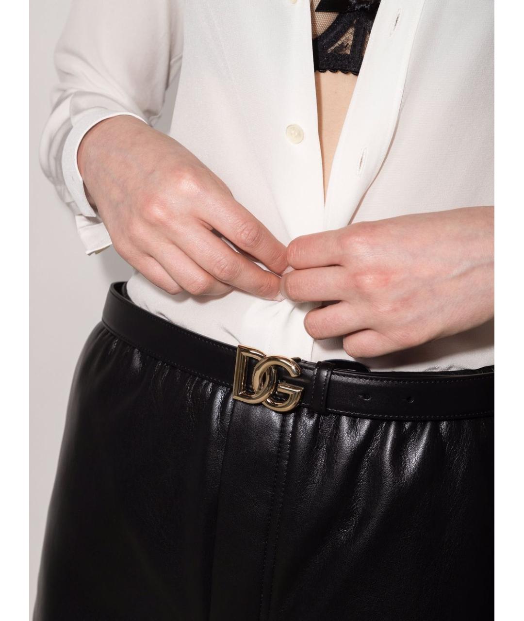 DOLCE&GABBANA Черный кожаный ремень, фото 2