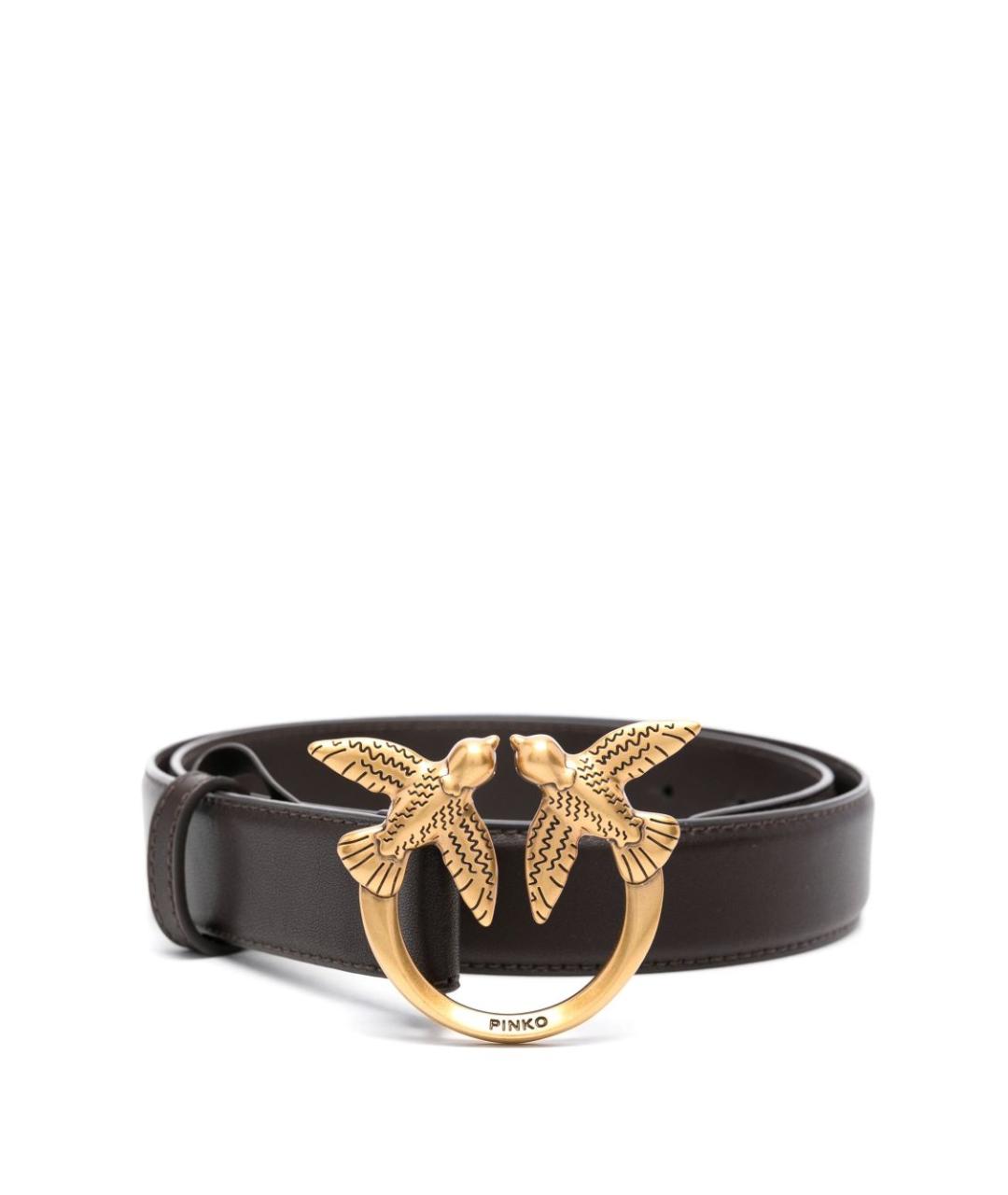 PINKO Коричневый кожаный ремень, фото 1