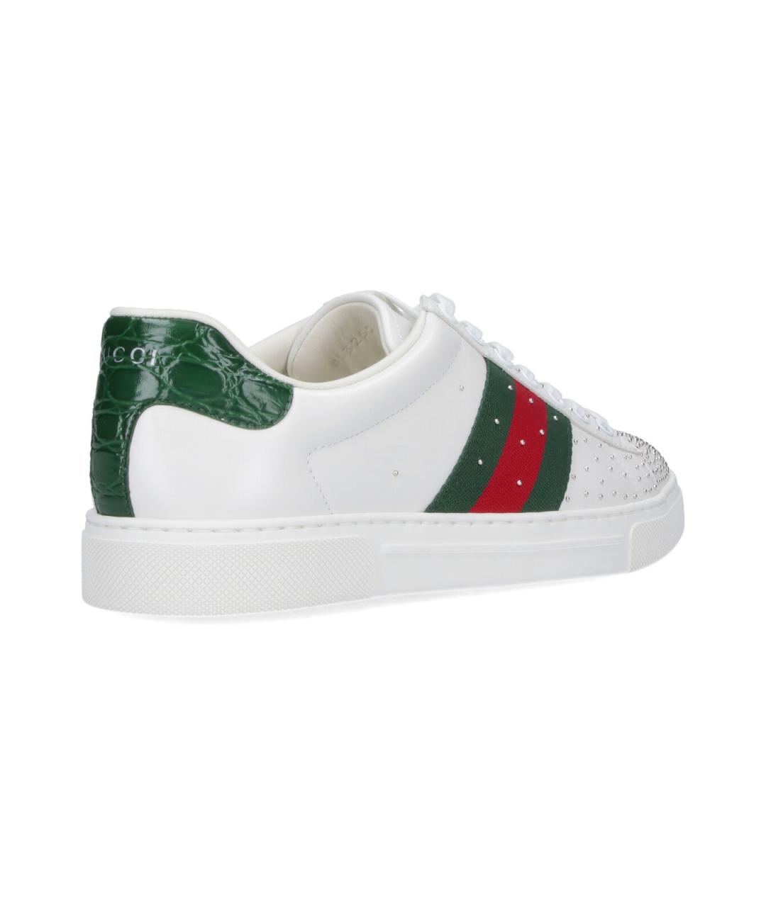 GUCCI Белые кожаные низкие кроссовки / кеды, фото 4