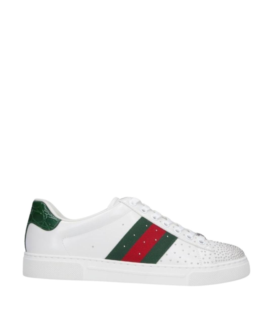 GUCCI Белые кожаные низкие кроссовки / кеды, фото 1