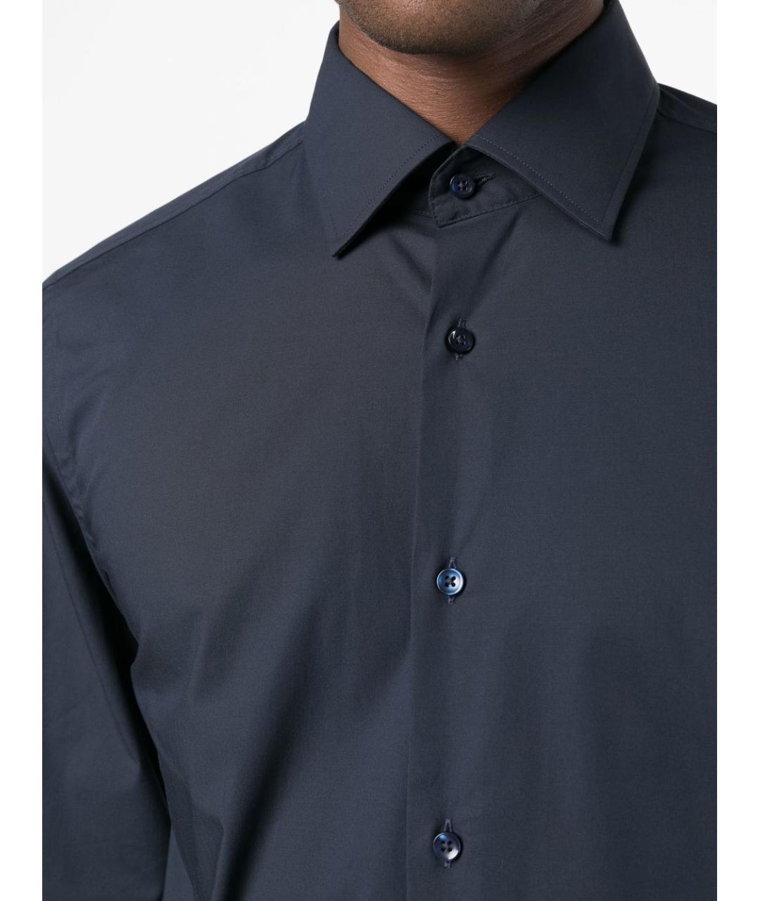 HUGO BOSS Синяя хлопковая классическая рубашка, фото 3