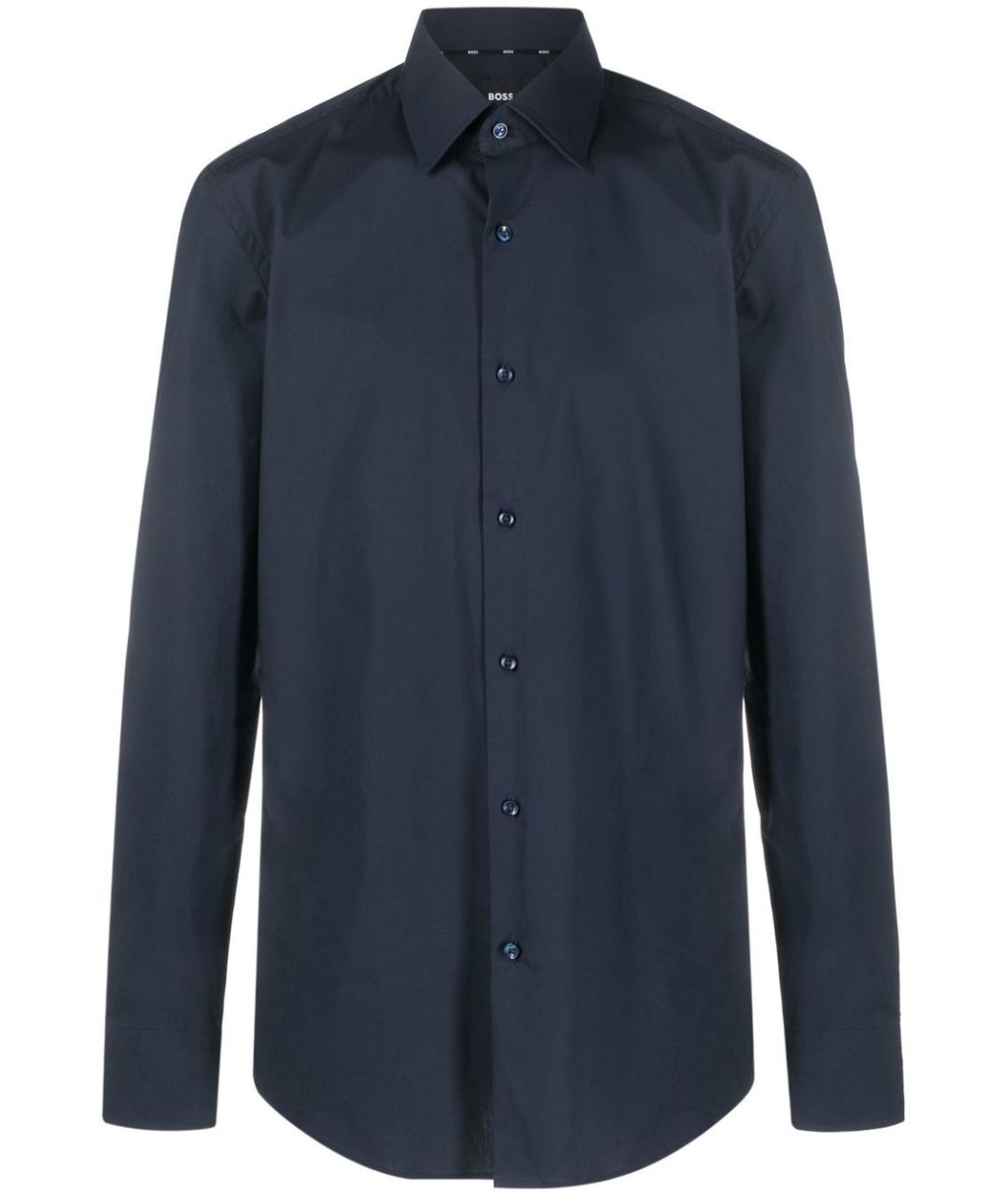 HUGO BOSS Синяя хлопковая классическая рубашка, фото 1
