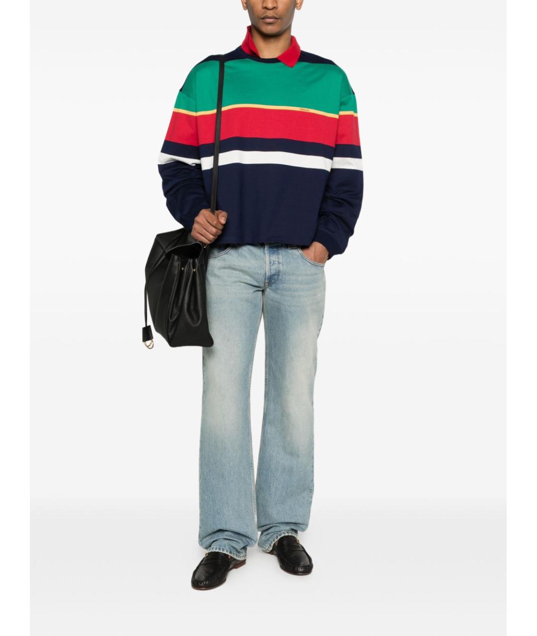 VERSACE Мульти хлопковое поло с длинным рукавом, фото 3