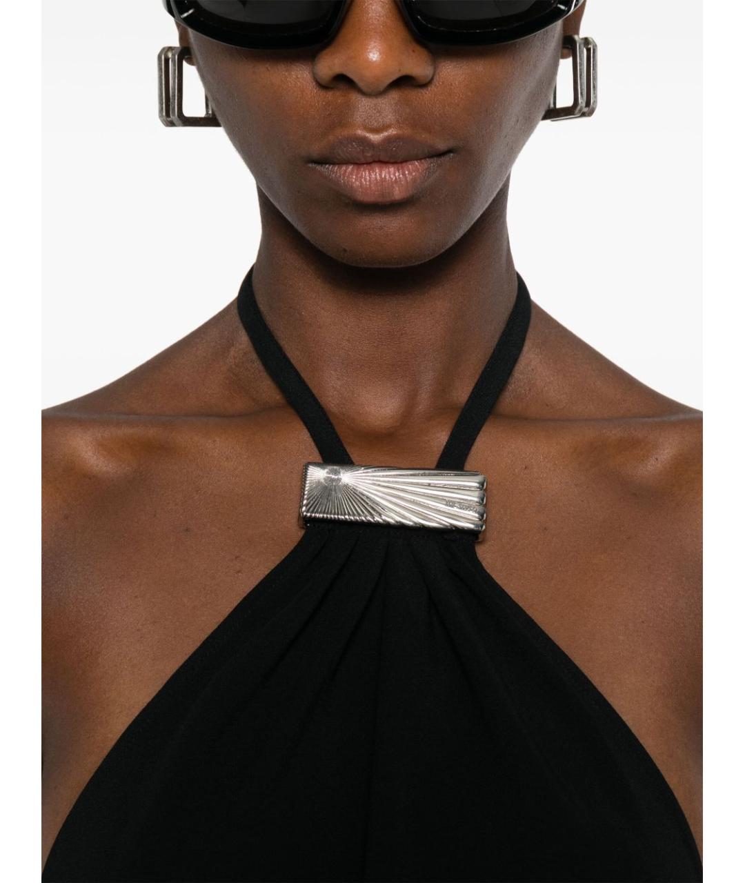 THE ATTICO Черное ацетатное повседневное платье, фото 2