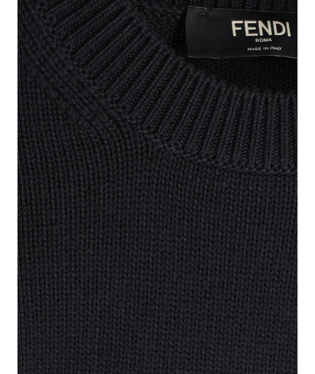 FENDI Черный шерстяной джемпер / свитер, фото 5