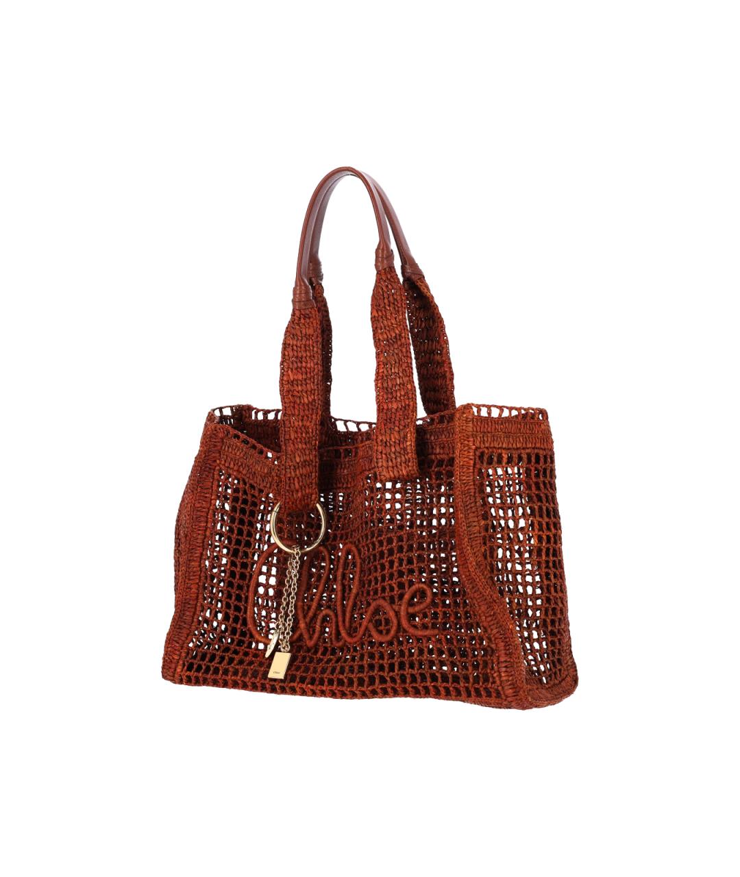 CHLOE Коричневая пелетеная сумка тоут, фото 2