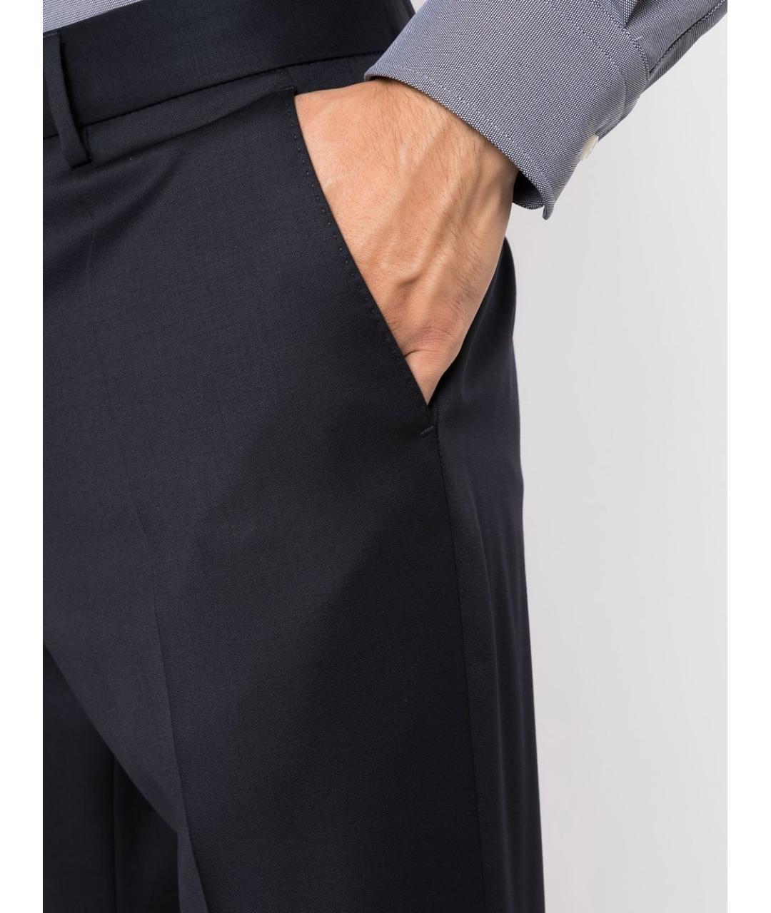 HUGO BOSS Синие шерстяные повседневные брюки, фото 3