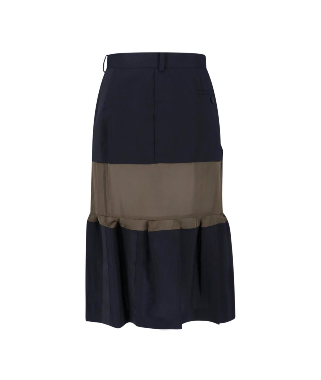 SACAI Синяя шерстяная юбка миди, фото 2