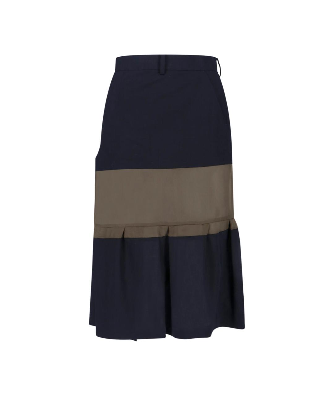 SACAI Синяя шерстяная юбка миди, фото 1