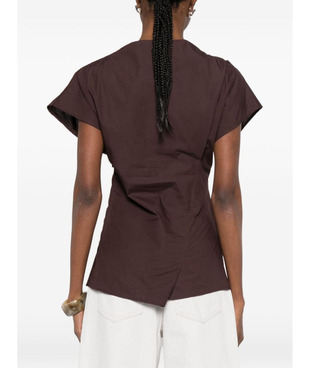 SOEUR Коричневая хлопковая футболка, фото 3