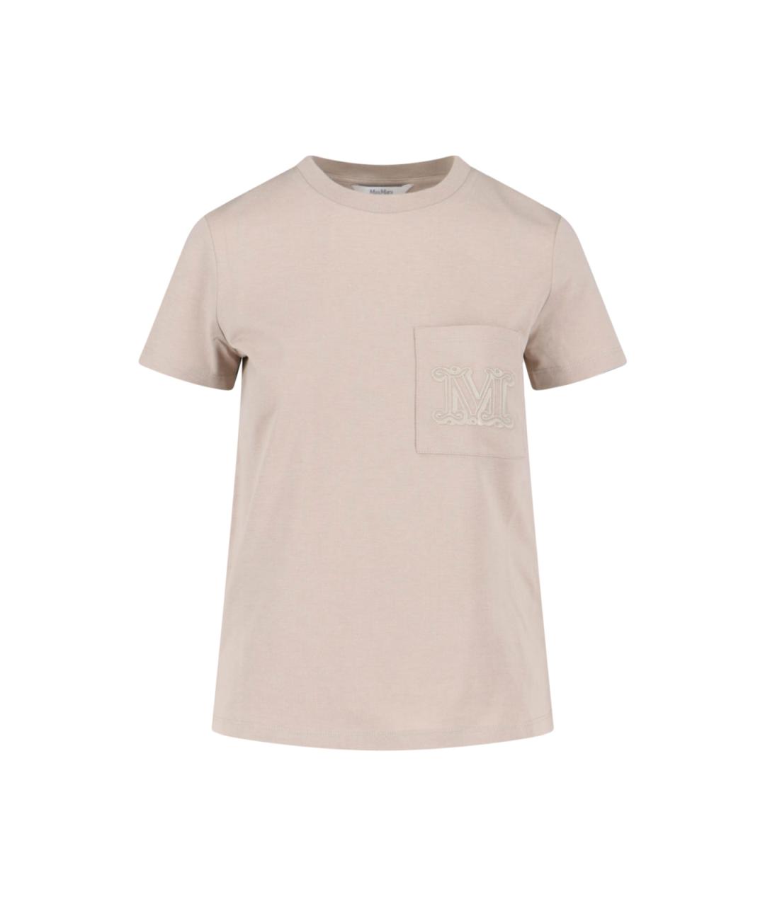 MAX MARA Бежевая хлопковая футболка, фото 1