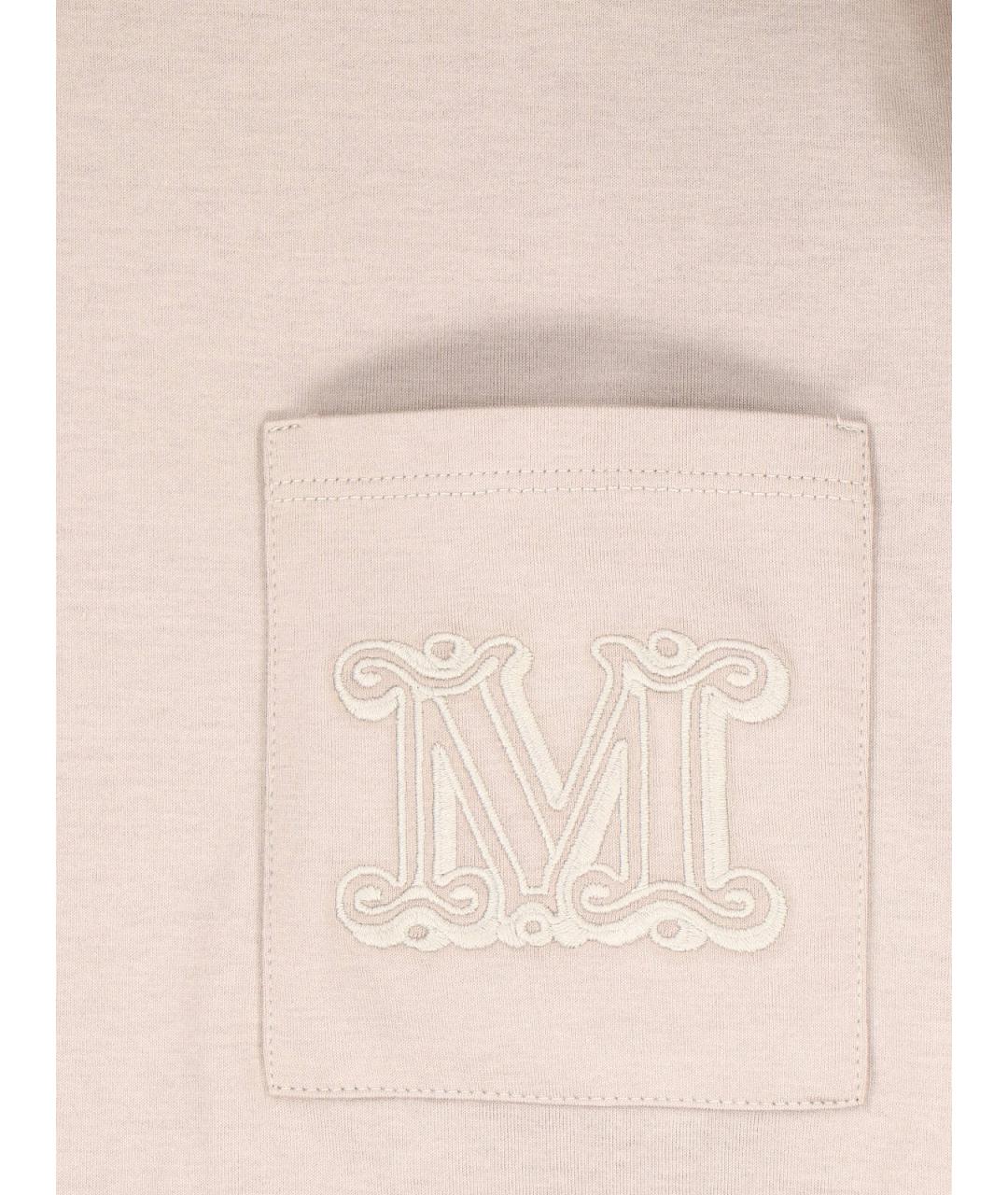 MAX MARA Бежевая хлопковая футболка, фото 3