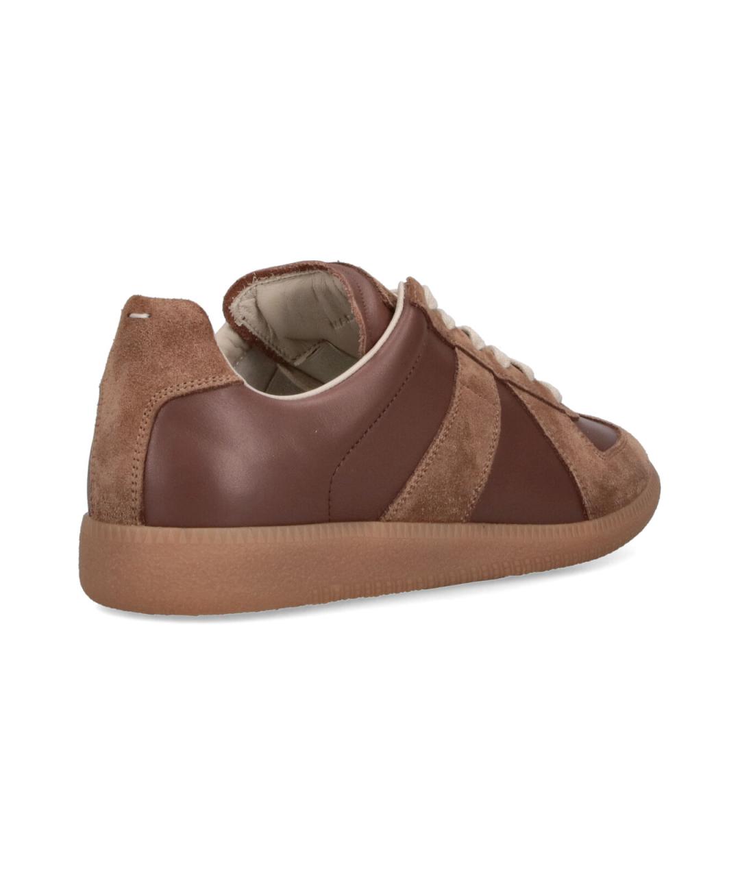 MAISON MARGIELA Коричневые кожаные низкие кроссовки / кеды, фото 4