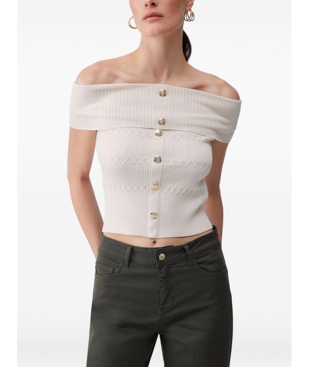 LIU JO Бежевый вискозный джемпер / свитер, фото 5