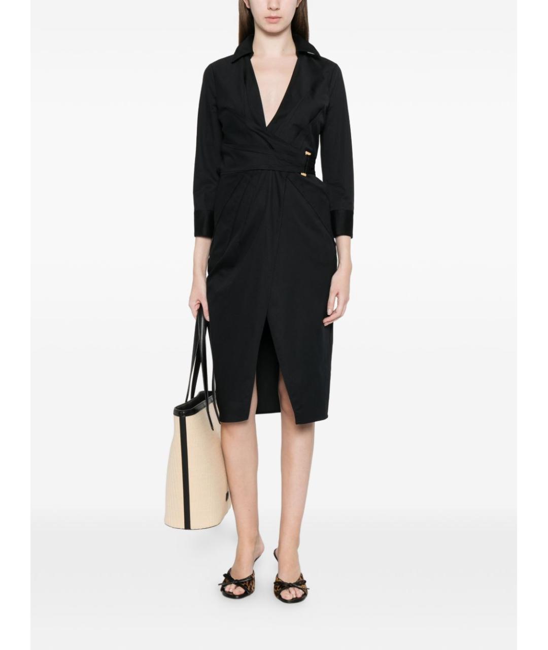 ELISABETTA FRANCHI Черное хлопковое повседневное платье, фото 5