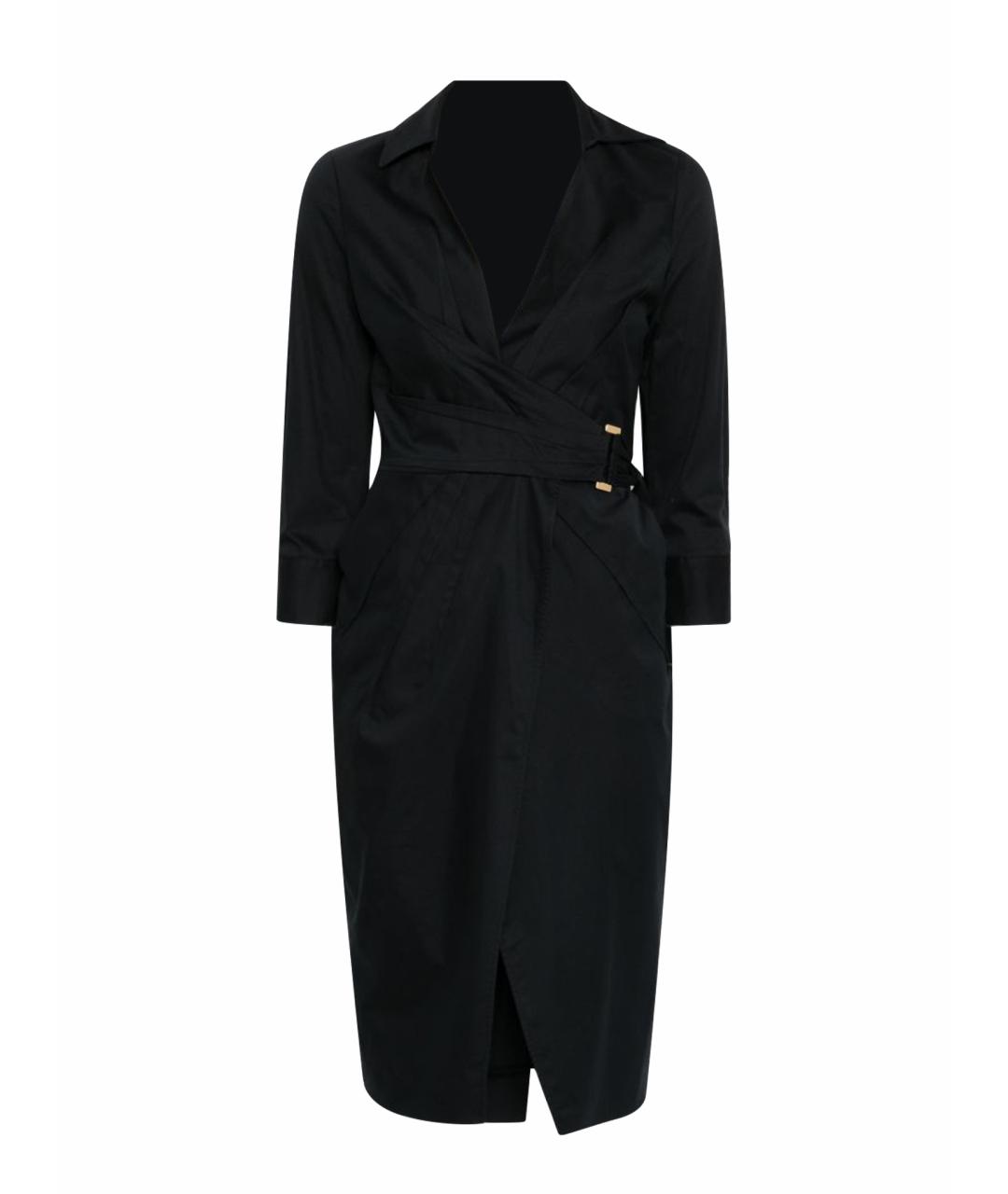 ELISABETTA FRANCHI Черное хлопковое повседневное платье, фото 1