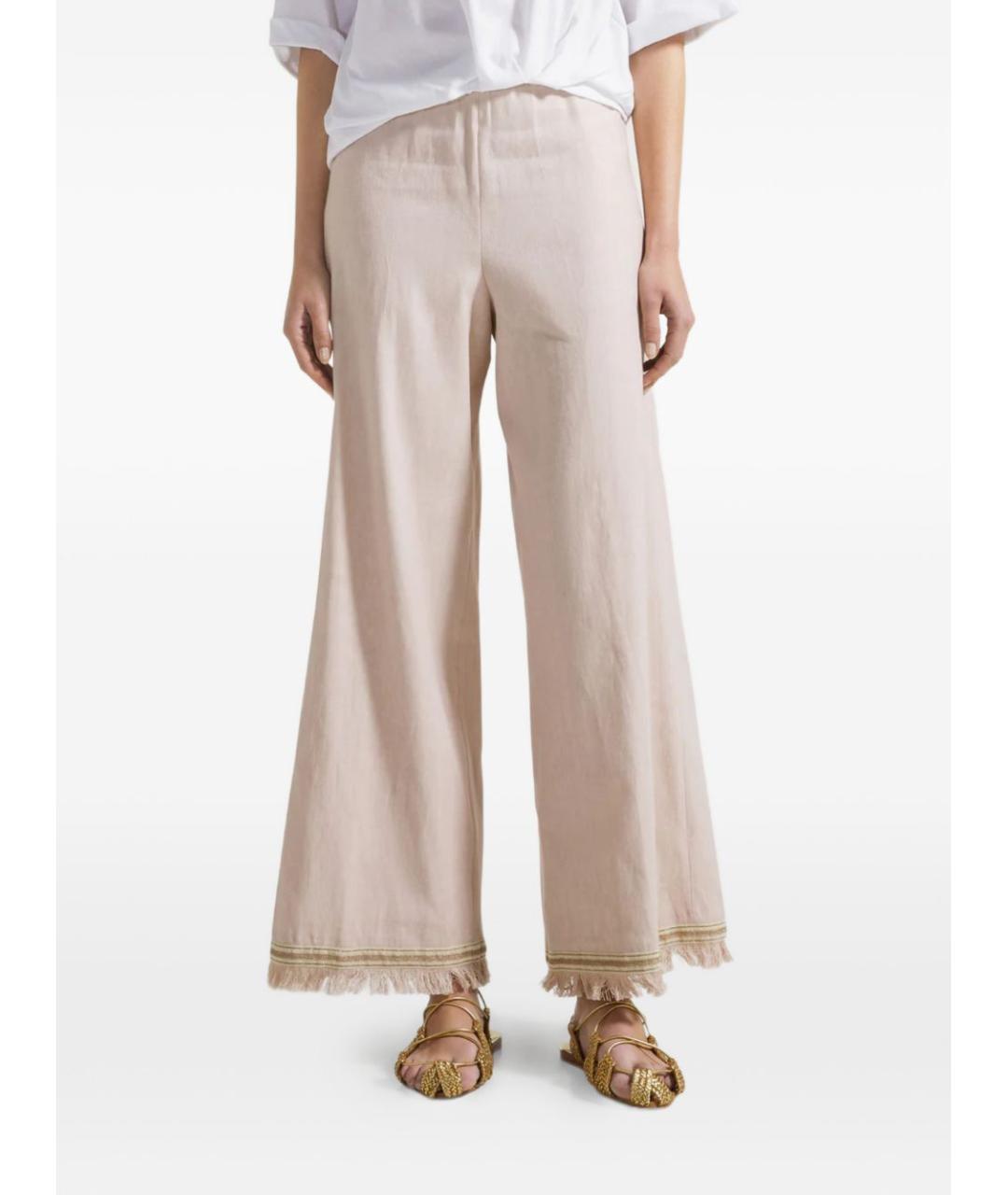 SEVENTY Розовые льняные прямые брюки, фото 3