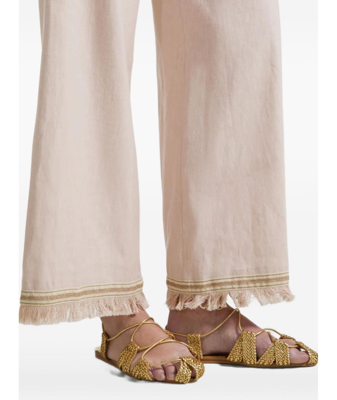 SEVENTY Розовые льняные прямые брюки, фото 2