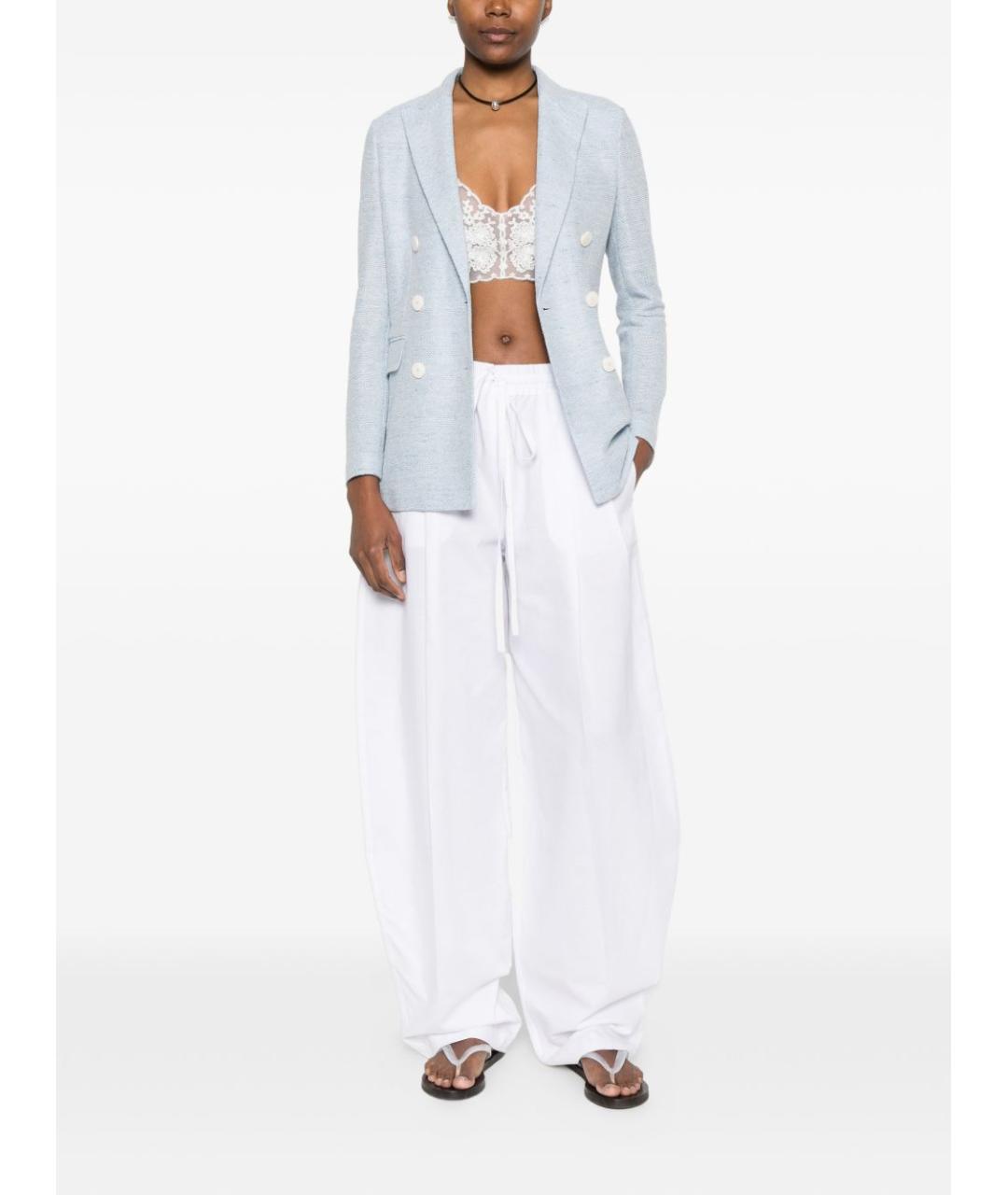 CIRCOLO 1901 Голубой льняной жакет/пиджак, фото 4