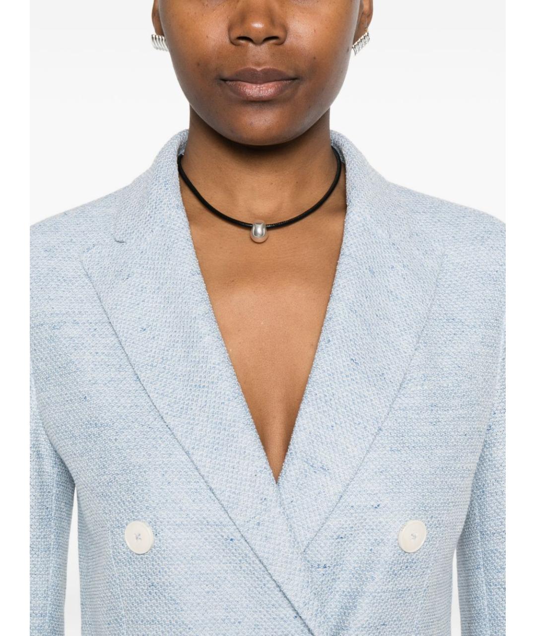 CIRCOLO 1901 Голубой льняной жакет/пиджак, фото 3