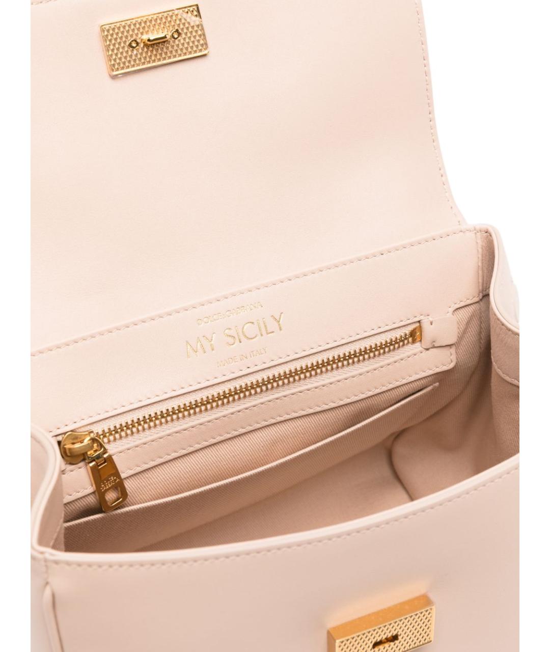 DOLCE&GABBANA Бежевая кожаная сумка тоут, фото 5