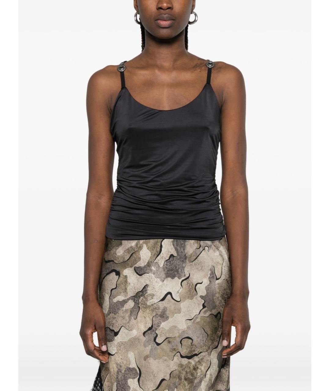 PINKO Черная полиэстеровая майка, фото 3