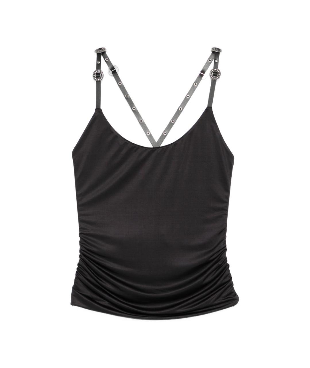 PINKO Черная полиэстеровая майка, фото 1